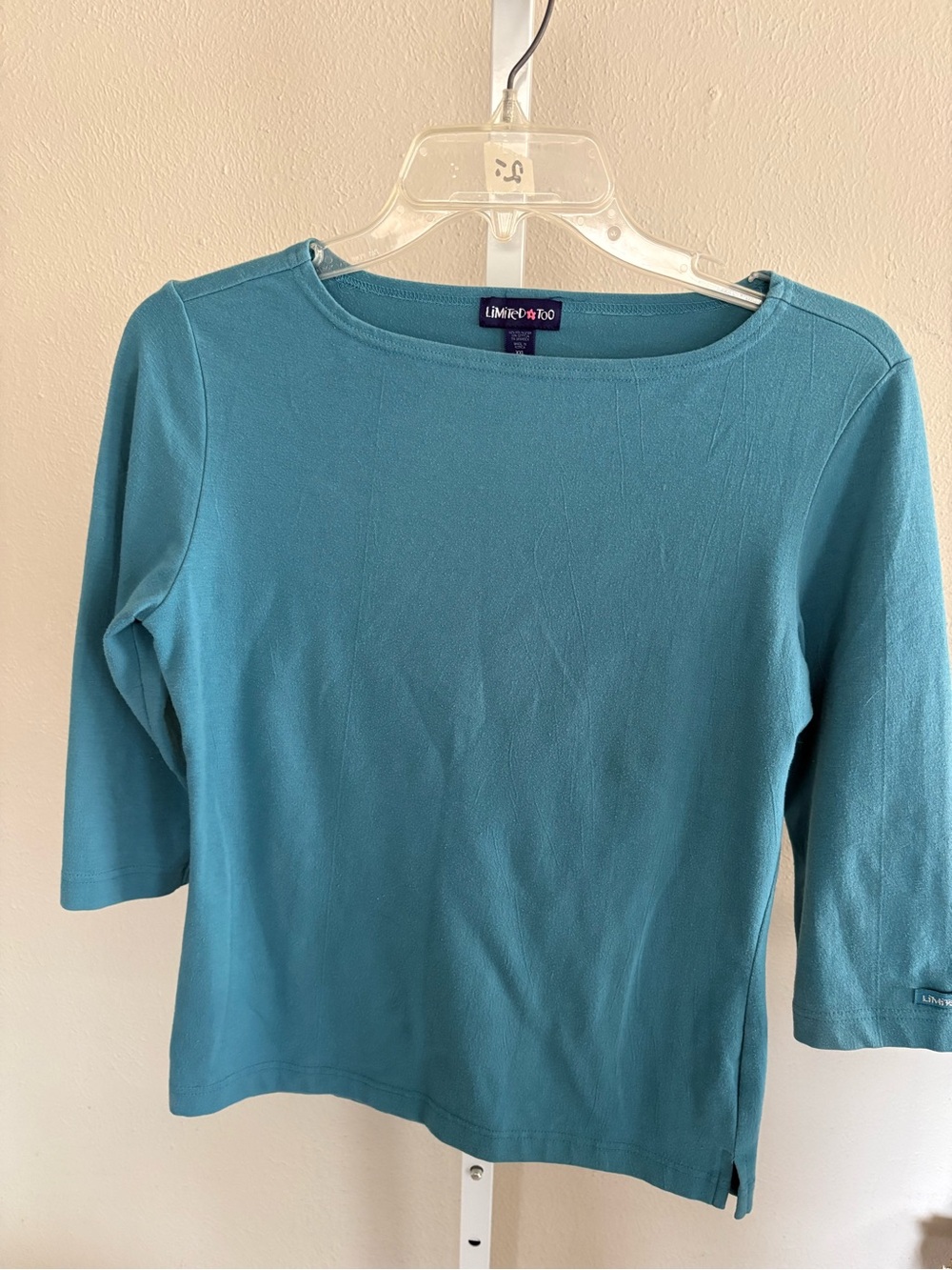 Limited Too Teal 3/4 Sleeve Boatneck Top